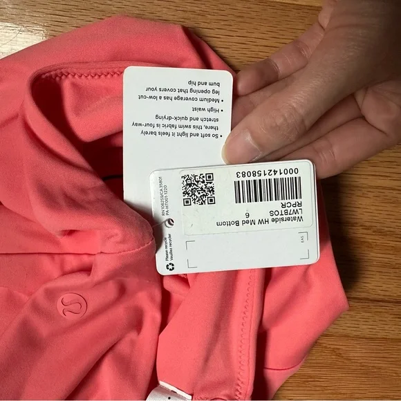 NWT 6 lululemon WatersideHigh-Waist Medium Coverage Swim Bottom - Coral Pink - Picture 7 of 7